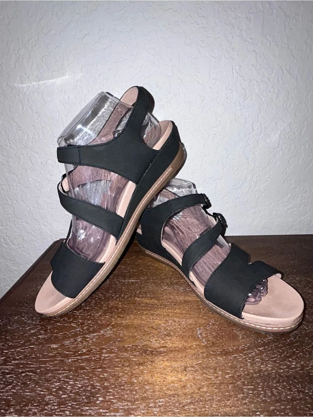 Dansko Angela Milled Nubuck Leather Slingback Buckle Closure Wedge Sandal Shoes
